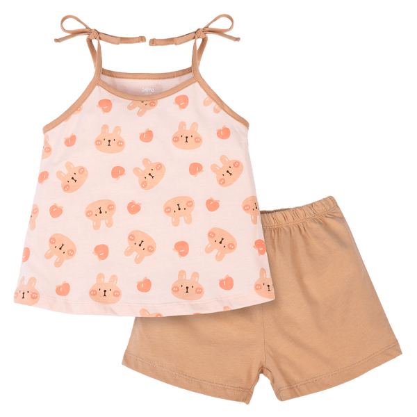 Bộ bé gái ngắn Animo Easy TX0824014 (1-4Y,Nâu nhạt)