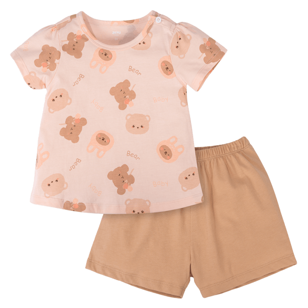 Bộ bé gái ngắn Animo Easy TX0824013 (1-4Y,Nâu nhạt)