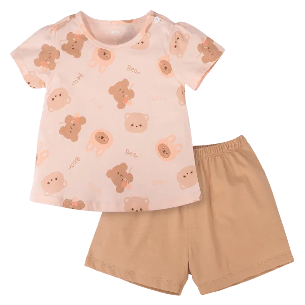 Bộ bé gái ngắn Animo Easy TX0824013 (1-4Y,Nâu nhạt)