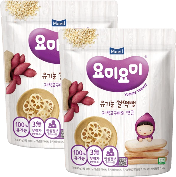 Combo 2 Bánh Gạo Hữu Cơ Yommy Maeil Vị Khoai Lang Và Củ Sen
