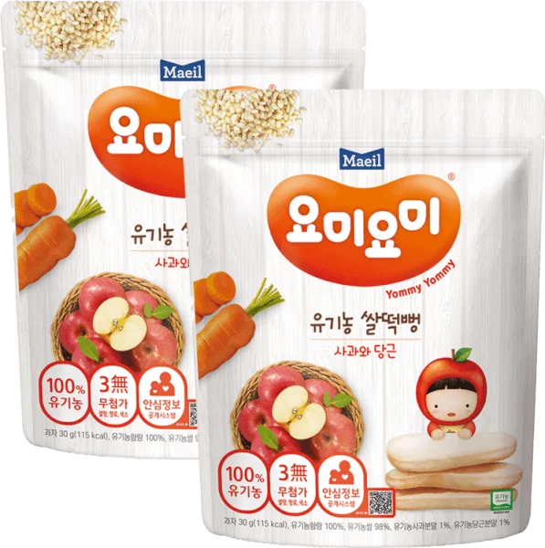 Combo 2 Bánh Gạo Hữu Cơ Yommy Maeil Vị Táo Và Cà Rốt