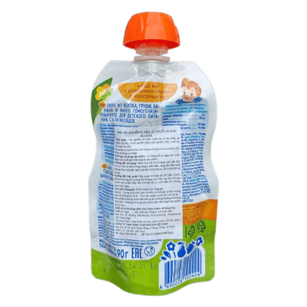 Combo 2 Trái cây nghiền vị táo, lê, chuối và xoài Agusha