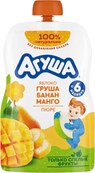 Trái cây nghiền vị táo, lê, chuối và xoài Agusha