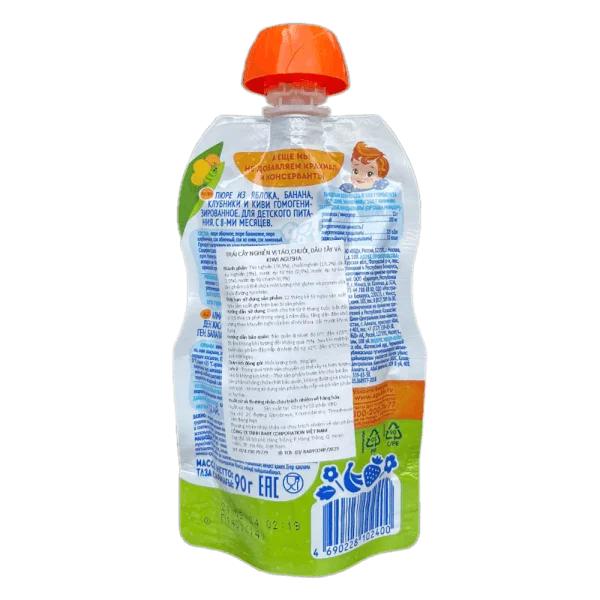 Trái cây nghiền vị táo, chuối, dâu tây và kiwi Agusha