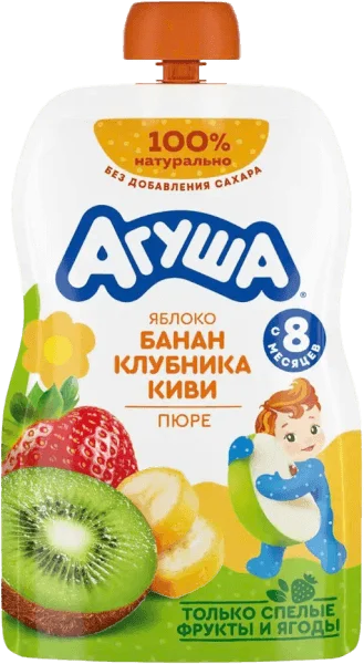 Trái cây nghiền vị táo, chuối, dâu tây và kiwi Agusha