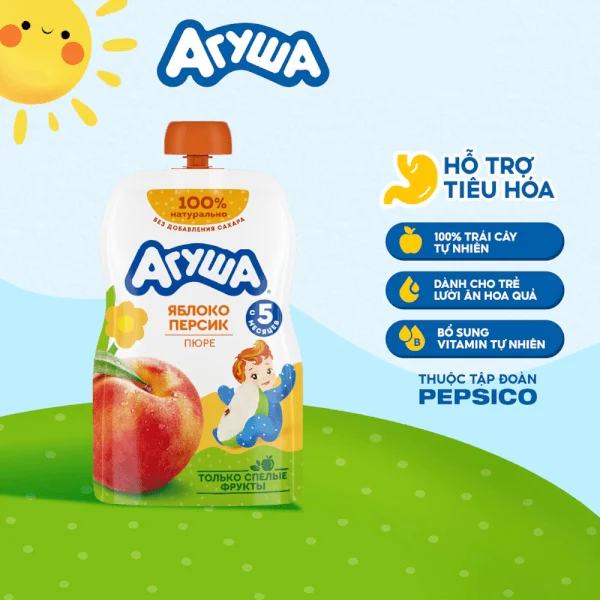 Combo 2 Trái cây nghiền vị táo và đào Agusha