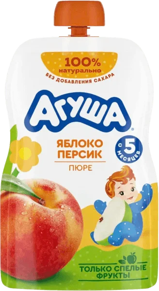 Trái cây nghiền vị táo và đào Agusha