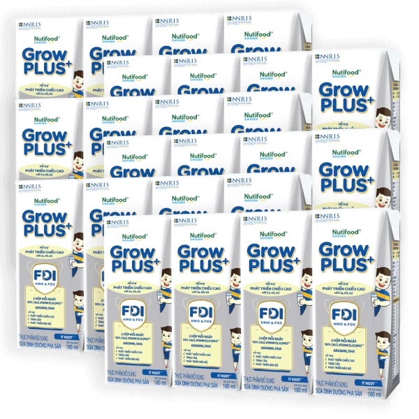 Thùng Sữa dinh dưỡng pha sẵn GrowPLUS+ (Bạc) 180ml, lốc 4 hộp (Từ 1 tuổi)
