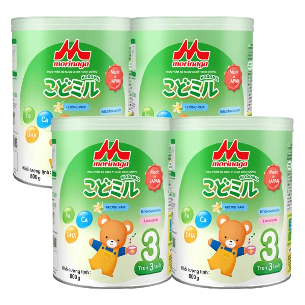 Combo 4 Sữa Morinaga số 3 800g hương vani (Kodomil, trên 3 tuổi)