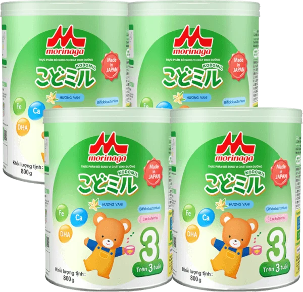 Combo 4 Sữa Morinaga số 3 800g hương vani (Kodomil, trên 3 tuổi)