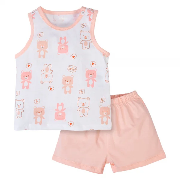 Bộ bé gái ngắn Animo Easy TX0924003 (1-4Y,Hồng cam)