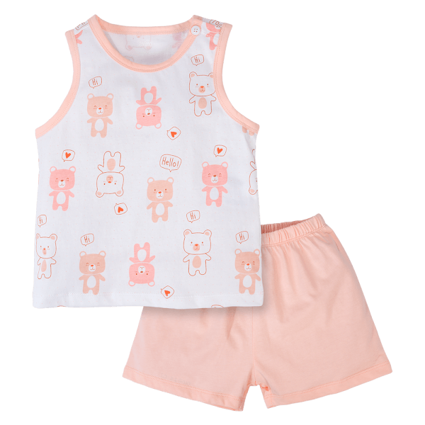 Bộ bé gái ngắn Animo Easy TX0924003 (1-4Y,Hồng cam)