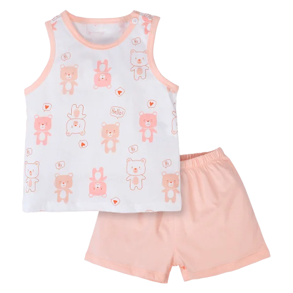 Bộ bé gái ngắn Animo Easy TX0924003 (1-4Y,Hồng cam)