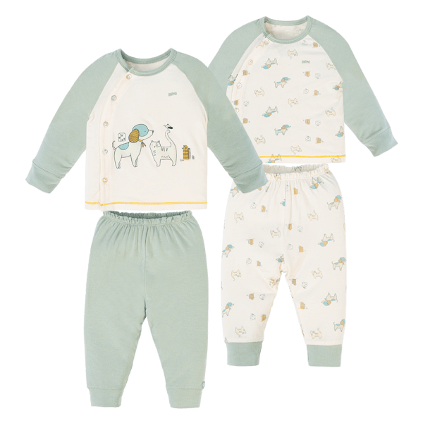 Set 2 Bộ kháng khuẩn Modal dài Animo VD0824026 (0-24M,Xanh)