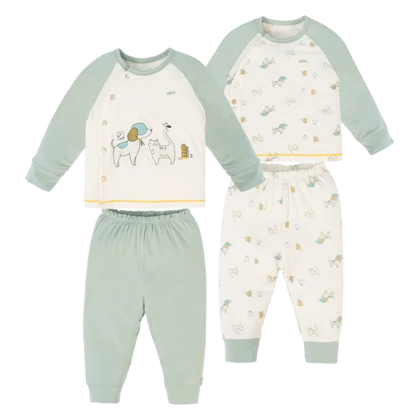 Set 2 Bộ kháng khuẩn Modal dài Animo VD0824026 (0-24M,Xanh)