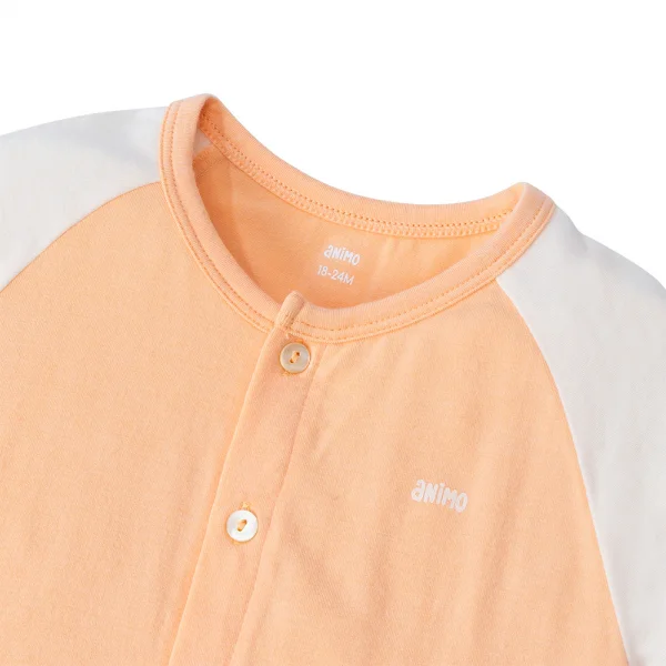 Set 2 Bộ kháng khuẩn Modal ngắn Animo VD0724027 (0-24M,Trắng phối cam)