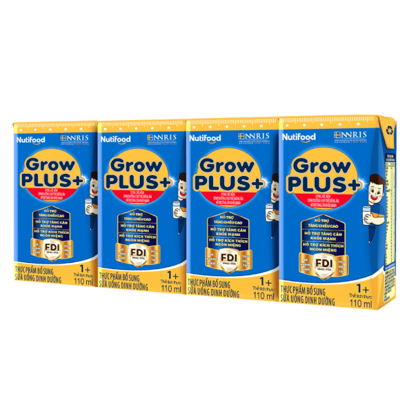 Sữa GrowPLUS+ Xanh 1+ 110ml (lốc 4 hộp)