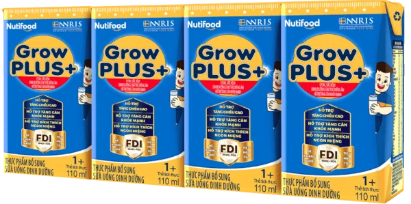 Sữa GrowPLUS+ Xanh 1+ 110ml (lốc 4 hộp)