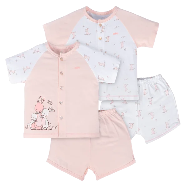 Set 2 Bộ kháng khuẩn Modal ngắn Animo VD0824025 (0-24M,Hồng)