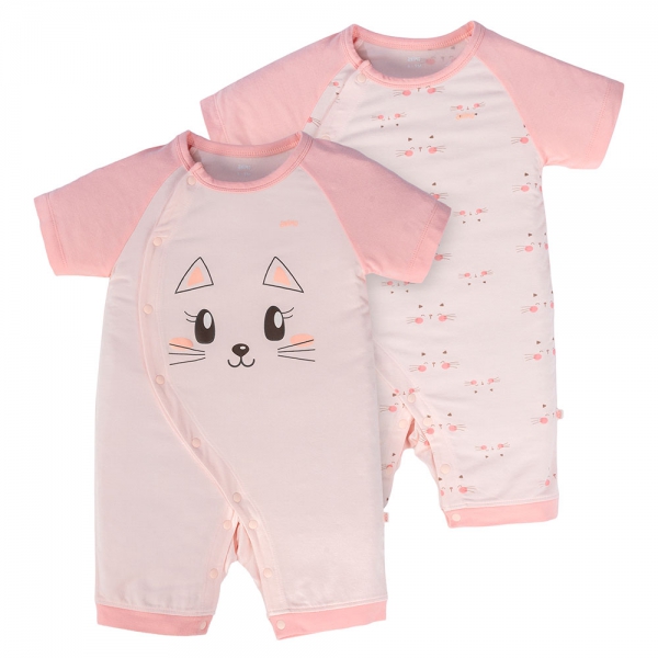 Set 2 Bodysuit kháng khuẩn Modal đùi Animo VD0724037 (0-12M,Hồng)