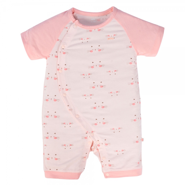 Set 2 Bodysuit kháng khuẩn Modal đùi Animo VD0724037 (0-12M,Hồng)