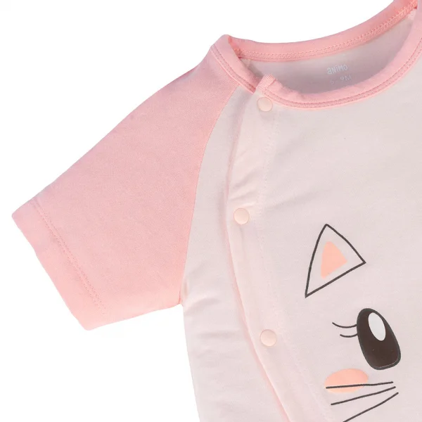 Set 2 Bodysuit kháng khuẩn Modal đùi Animo VD0724037 (0-12M,Hồng)