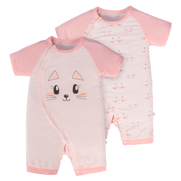 Set 2 Bodysuit kháng khuẩn Modal đùi Animo VD0724037 (0-12M,Hồng)
