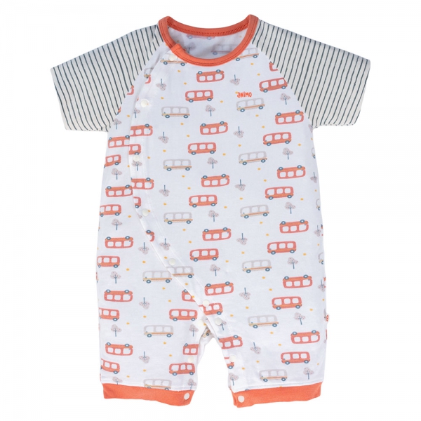 Set 2 Bodysuit kháng khuẩn Modal đùi Animo VD0724035 (0-12M,Đỏ-Xám)