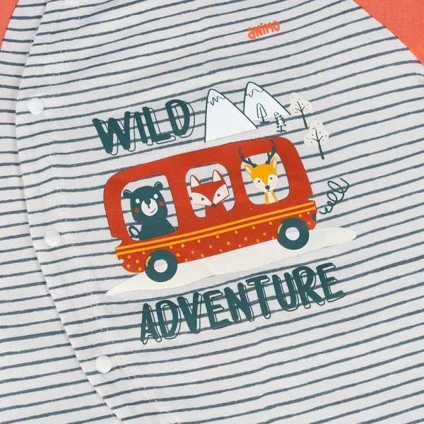 Set 2 Bodysuit kháng khuẩn Modal đùi Animo VD0724035 (0-12M,Đỏ-Xám)