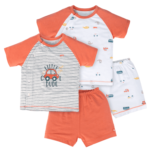 Set 2 Bộ kháng khuẩn Modal ngắn Animo VD0724031 (0-24M,Đỏ phối trắng)