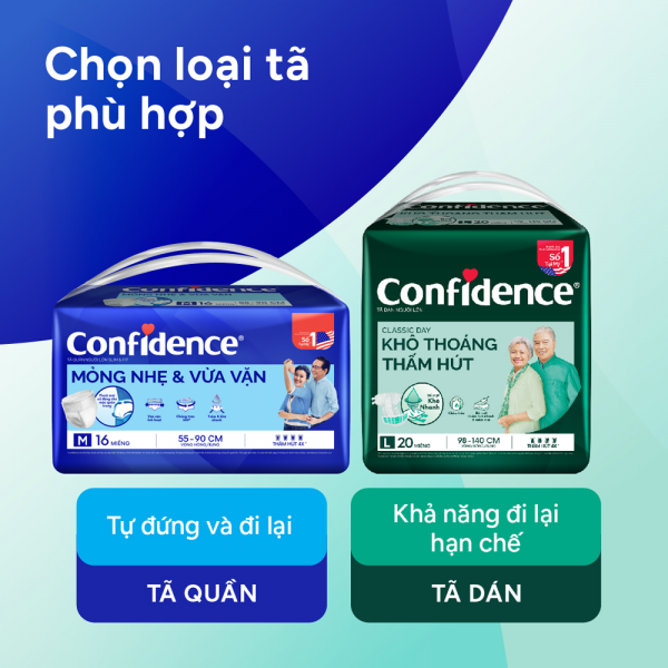 Tã dán người lớn Confidence Khô thoáng, thấm hút (size L, 20M)