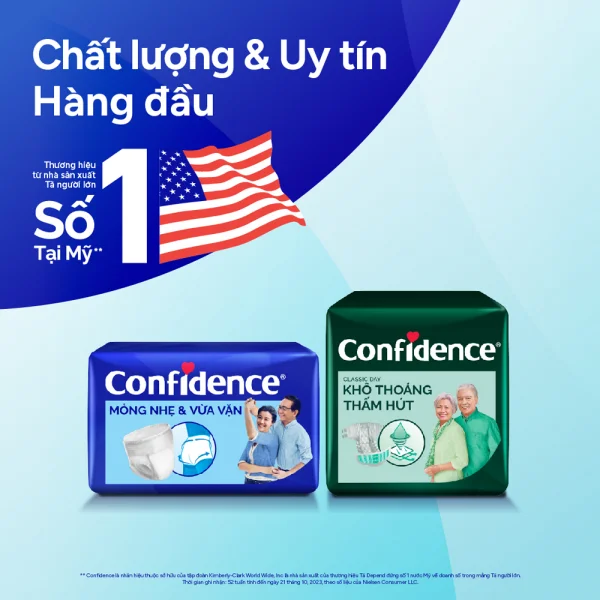 Combo 2 Tã dán người lớn Confidence Khô thoáng, thấm hút (size M, 20M)