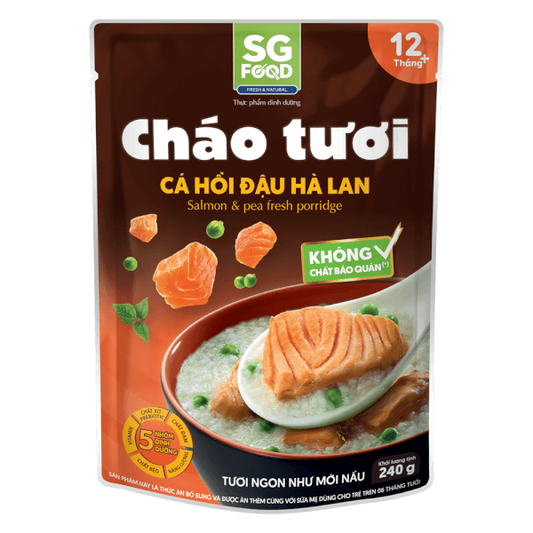 Combo 2 Cháo Cá hồi, đậu Hà Lan, SG Food, 270g