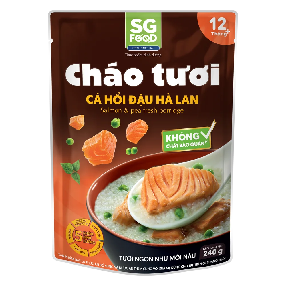 Combo 2 Cháo Cá hồi, đậu Hà Lan, SG Food, 270g
