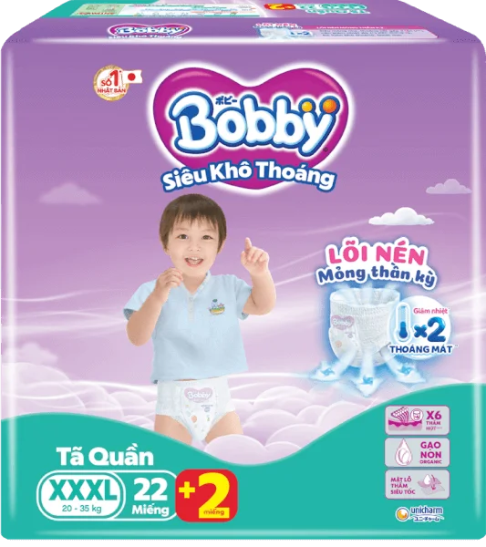 Bỉm tã quần Bobby size XXXL 22 miếng (20-35kg) (giao bao bì ngẫu nhiên)