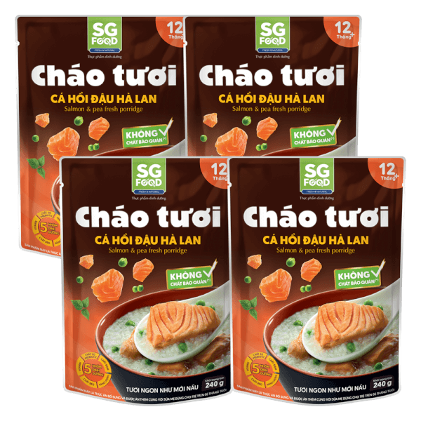 Combo 4 Cháo Cá hồi, đậu Hà Lan, SG Food, 270g