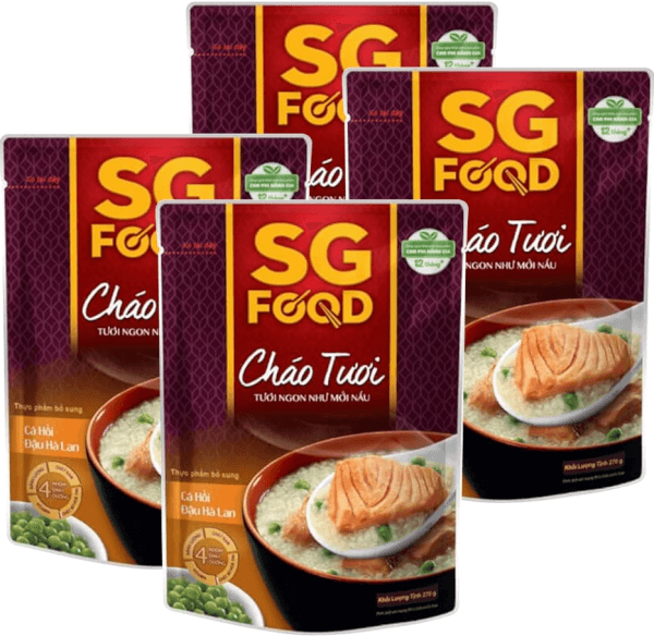 Combo 4 Cháo Cá hồi, đậu Hà Lan, SG Food, 270g