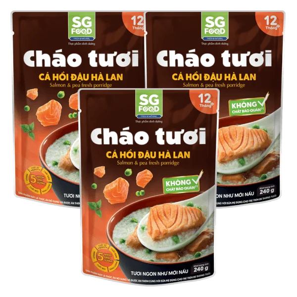 Combo 3 Cháo Cá hồi, đậu Hà Lan, SG Food