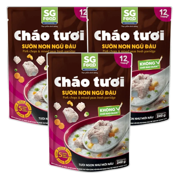 Combo 3 Cháo Sườn non, ngũ đậu, SG Food