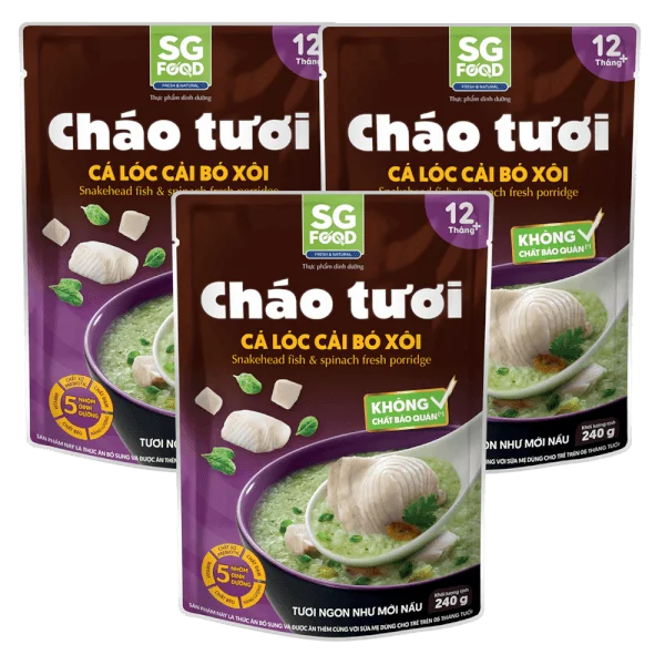 Combo 3 Cháo Cá lóc, Cải bó xôi, SG Food,