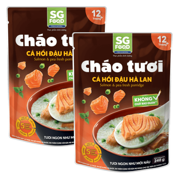 Combo 2 Cháo Cá hồi, đậu Hà Lan, SG Food, 270g