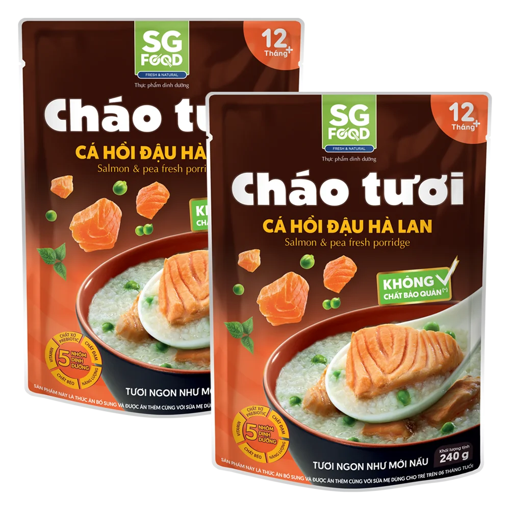 Combo 2 Cháo Cá hồi, đậu Hà Lan, SG Food, 270g
