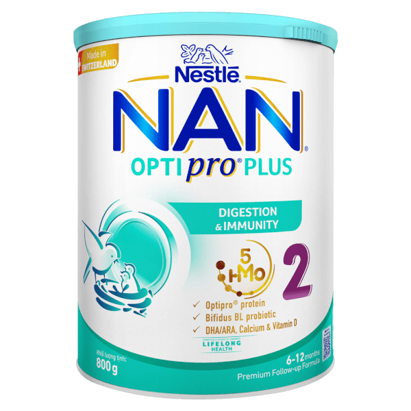 Sữa Nan Optipro PLUS 2 800g, với 5HMO, sản xuất tại Thụy Sỹ (6-12 tháng) (Giao bao bì ngẫu nhiên)