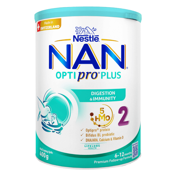 Sữa Nan Optipro PLUS 2 400g, với 5HMO, sản xuất tại Thụy Sỹ (6-12 tháng) (Giao bao bì ngẫu nhiên)