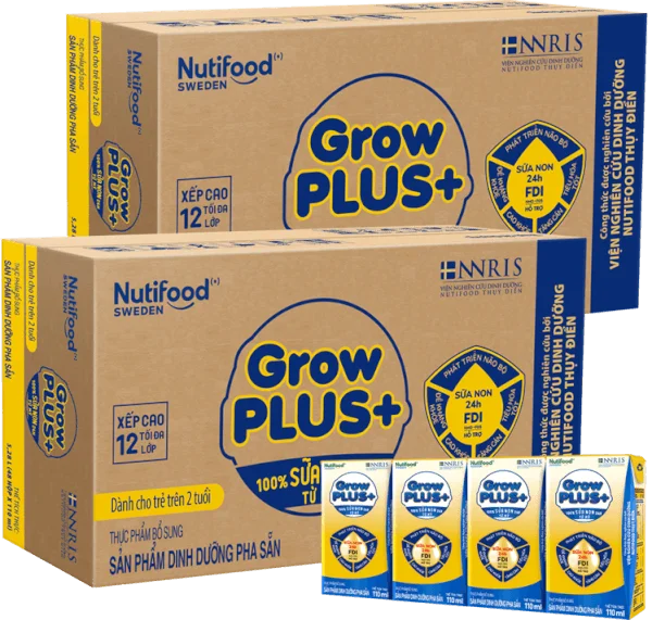 Combo 2 Thùng  Sữa GrowPLUS+ Sữa non Vàng hộp 110ml (lốc 4 hộp)