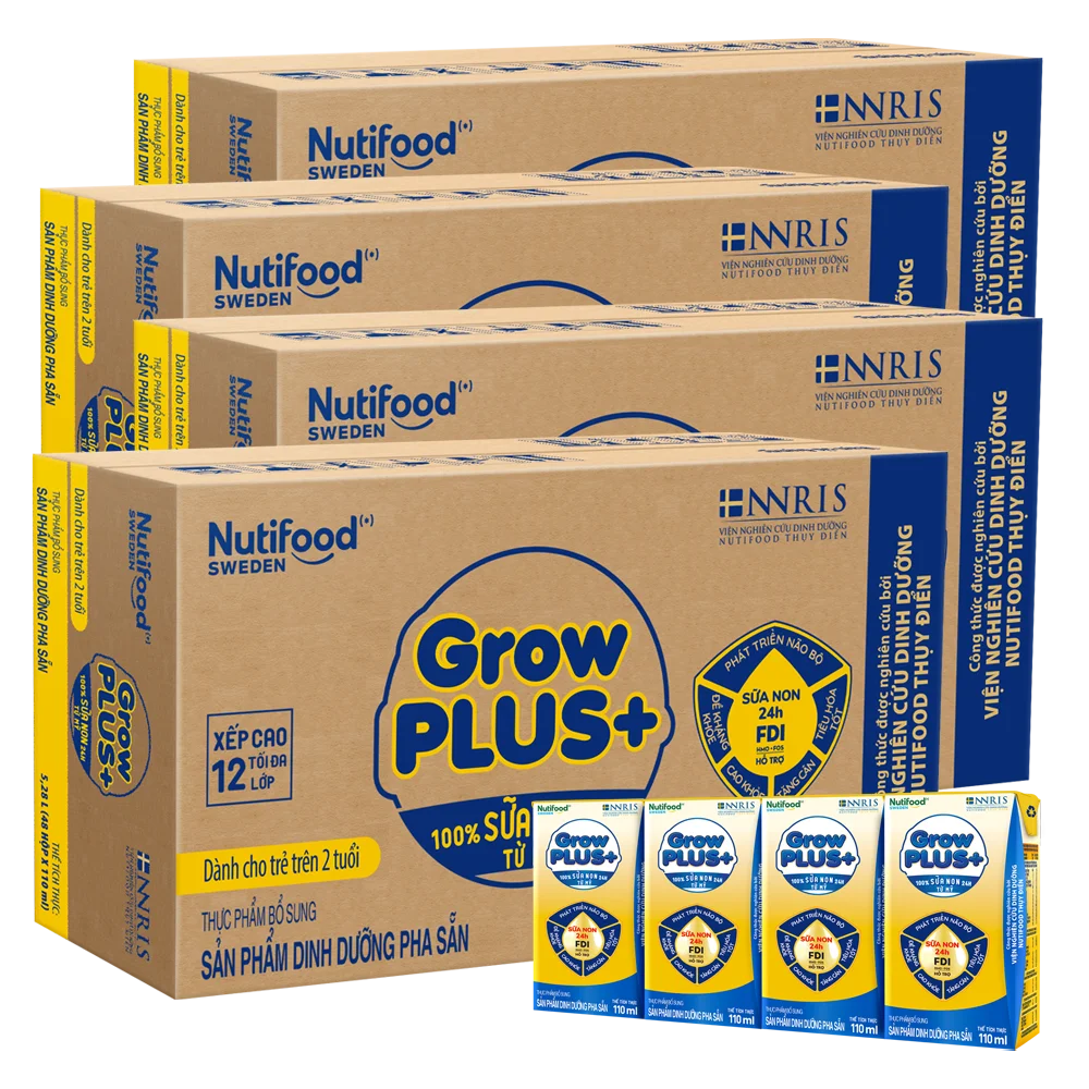 Combo 4 thùng Sữa GrowPLUS+ Sữa non Vàng hộp 110ml (lốc 4 hộp)