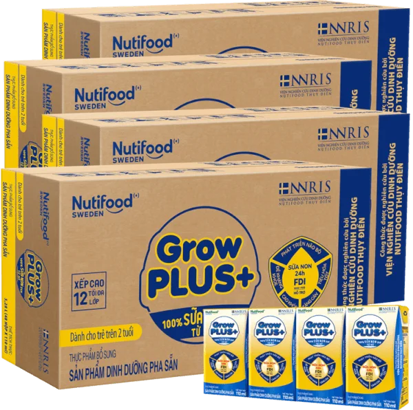 Combo 4 thùng Sữa GrowPLUS+ Sữa non Vàng hộp 110ml (lốc 4 hộp)