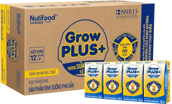 Thùng Sữa GrowPLUS+ Sữa non Vàng hộp 110ml (lốc 4 hộp)
