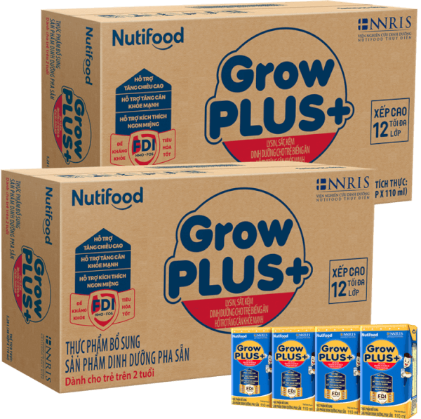 Combo 2 Thùng Sữa GrowPLUS+ Xanh 2+ 110ml (Thùng 12 lốc - lốc 4 hộp)