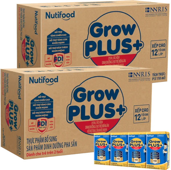 Combo 2 Thùng Sữa GrowPLUS+ Xanh 2+ 110ml (Thùng 12 lốc - lốc 4 hộp)